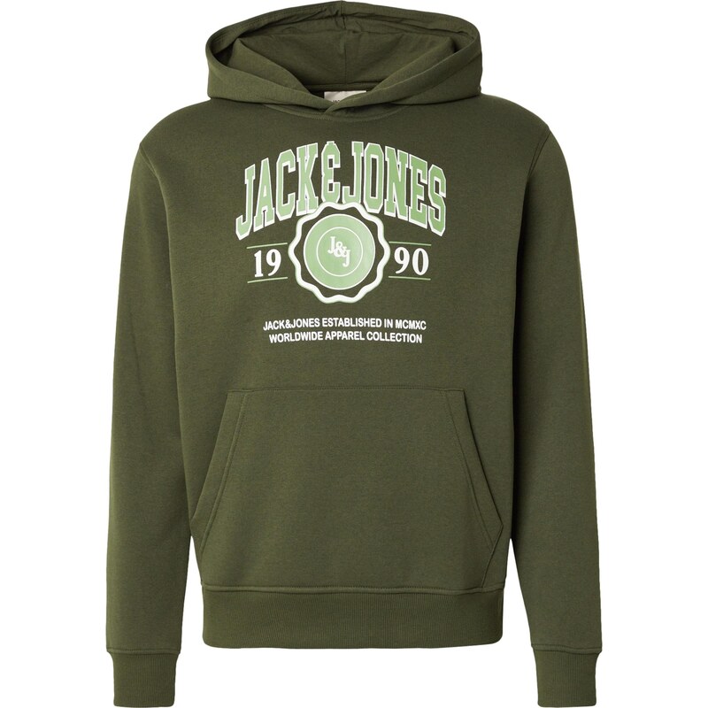 JACK & JONES Mikina JJMAKO mätová / jedľová / biela 65967513