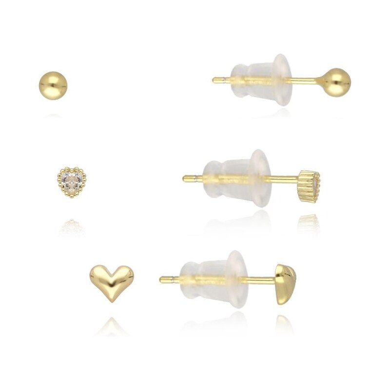 MOISS Romantická sada pozlátených náušníc E0004641 (3 páry náušníc) 66805300