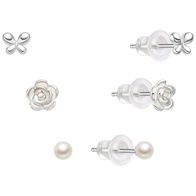 MOISS Hravá sada strieborných náušníc E0004876 (3 páry náušníc) 66805301