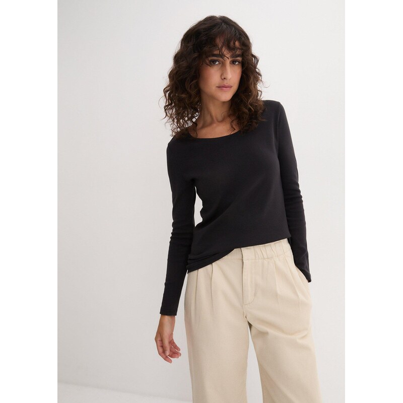 bonprix Tričko s dlhým rukávom z čistej bio bavlny, farba čierna 44736510