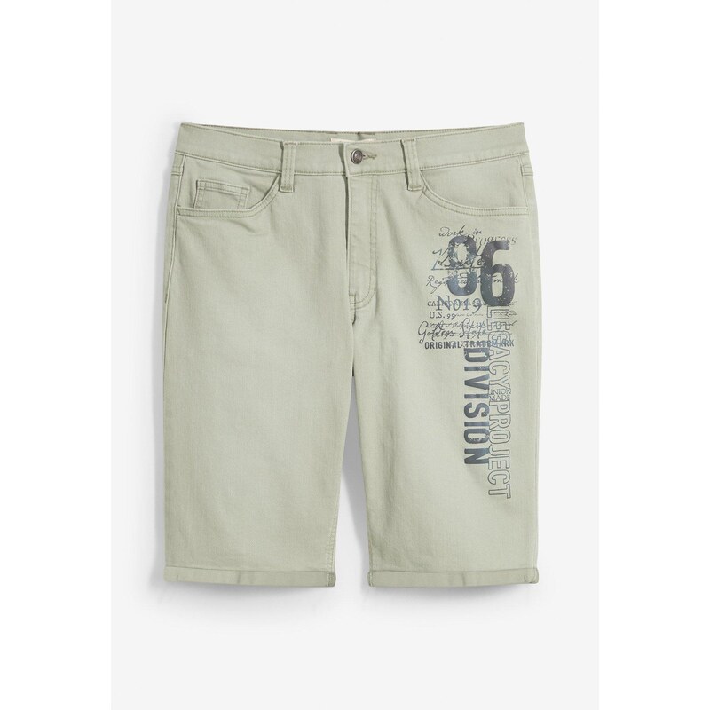 bonprix Džínsové bermudy s potlačou, Regular Fit, farba zelená 62972349