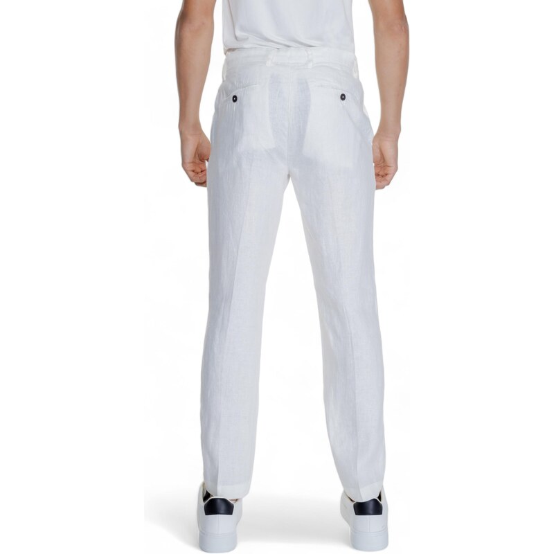 Borghese Biele pánske ľanové nohavice 66806920
