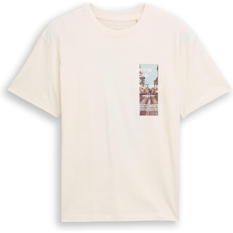 TOM TAILOR DENIM Tričko svetlomodrá / hnedá / biela / biela ako vlna 66807864