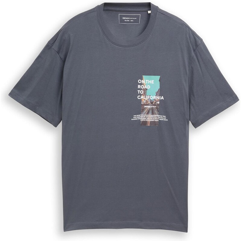 TOM TAILOR DENIM Tričko farba ťavej srsti / tyrkysová / grafitová / 66807859