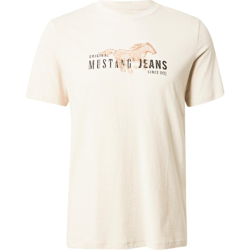 MUSTANG Tričko Austin krémová / svetlooranžová / čierna 66809325