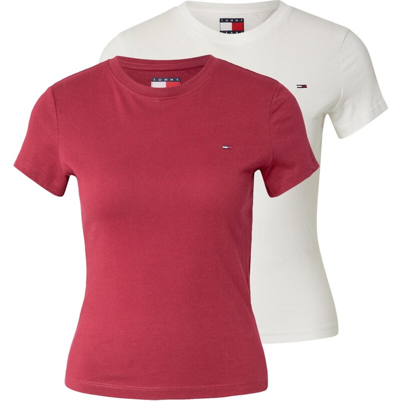 Tommy Jeans Tričko merlotová / šedobiela 66809407