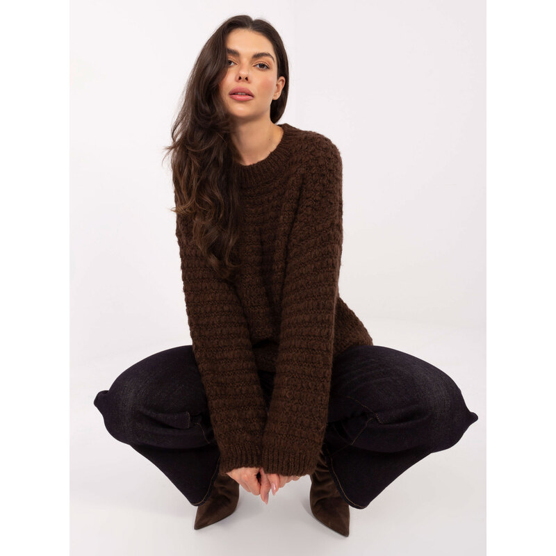 Italy Moda Hnedý pletený sveter 66813501