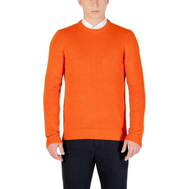 Yos Oranžový pánsky sveter s okrúhlym výstrihom 66813742