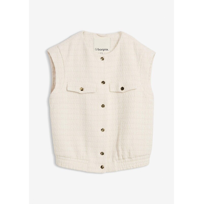 bonprix Blejzrová vesta s podielom vlny, farba béžová 66814714