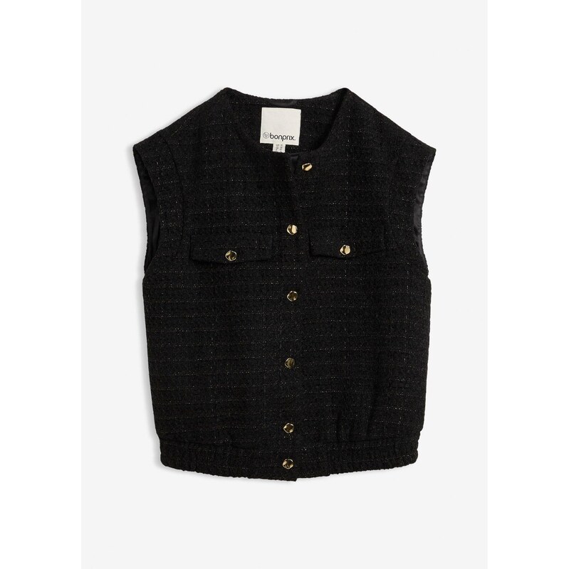 bonprix Blejzrová vesta s podielom vlny, farba čierna 66814715