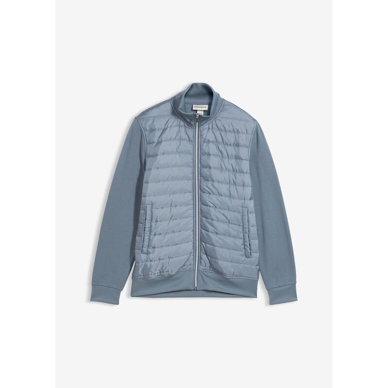 bonprix Mikinová bunda z materiálového mixu, farba modrá 66814729