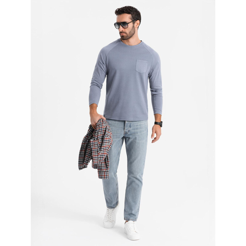 Ombre Pánsky dlhý rukáv s textúrou waffle 66827874