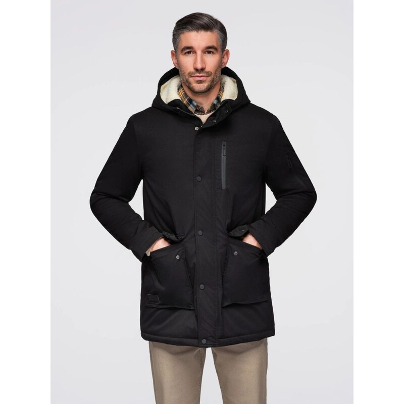 Ombre Clothing Teplá bunda pre pánov v čiernej farbe OM-JAHP-0302 66816539
