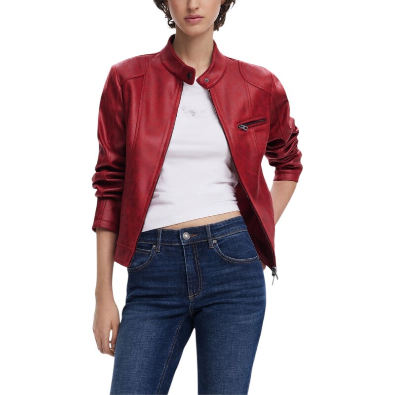 Červená kožená bunda Desigual 66806850