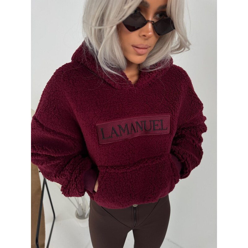 LaManuel Dámska jahňacia mikina PUFFY bordová 66819597