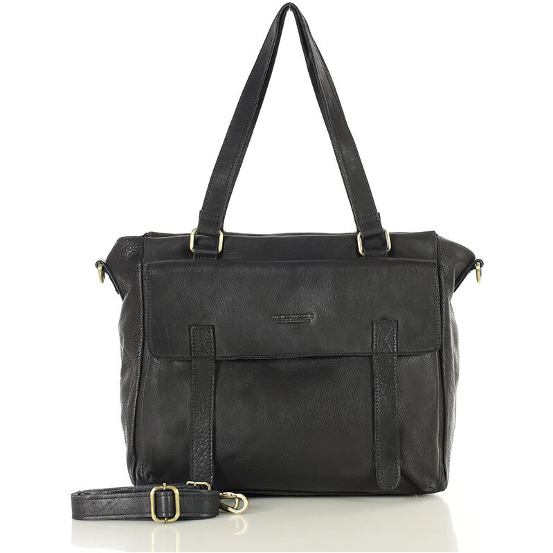 MARCO MAZZINI Kožená elegantná taška Business s priehradkou | čierna 66820309