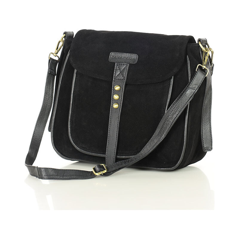 MARCO MAZZINI Semišová kožená taška cez rameno | čierna vs120aa 66820297