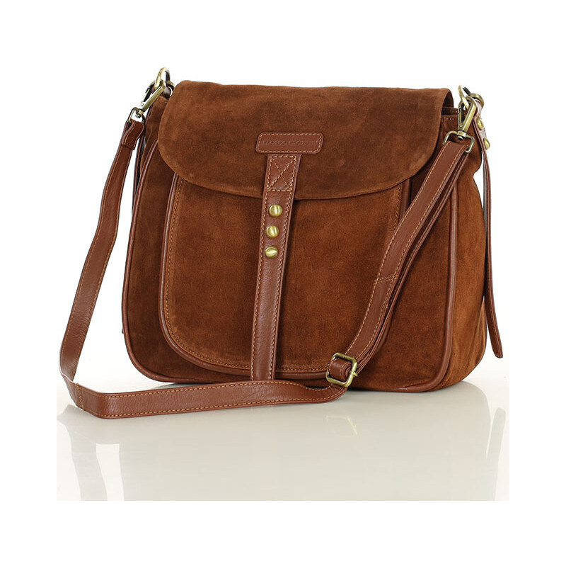 MARCO MAZZINI Semišová kožená taška cez rameno | hnedá vs120bb 66820298