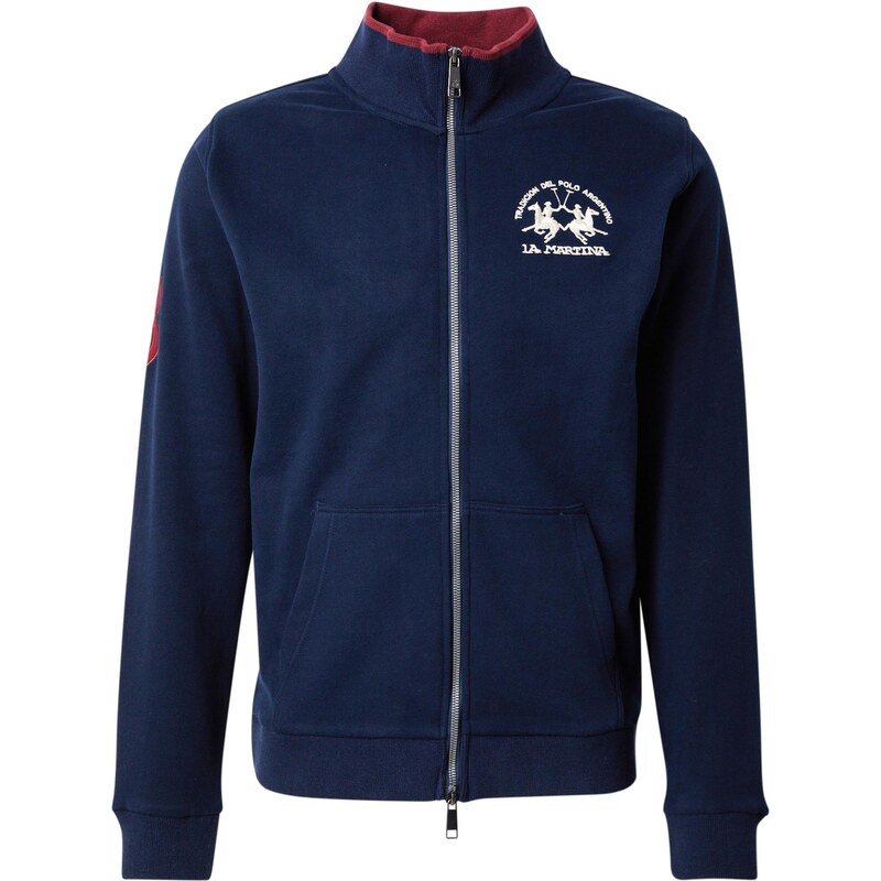 La Martina Tepláková bunda tmavomodrá / vínovo červená / biela 66835295