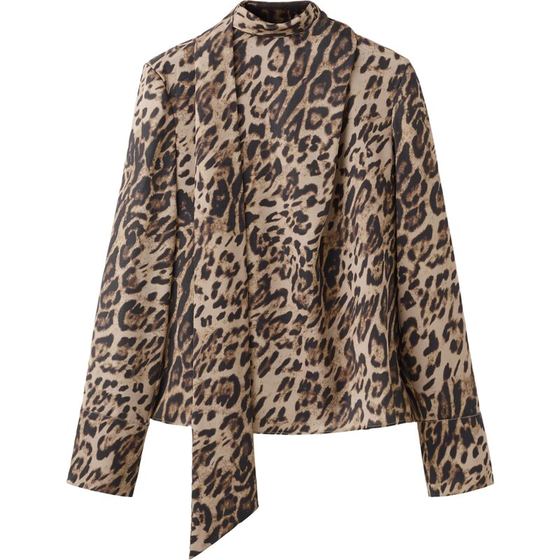 MANGO Blúzka MILA piesková / tmavohnedá / čierna 66835513