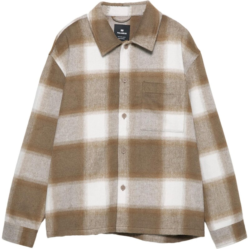 Pull&Bear Prechodná bunda piesková / béžová melírovaná / biela 66835597