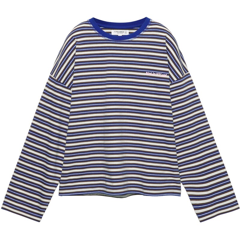 Pull&Bear Tričko PACIFIC námornícka modrá / pastelovo ružová / čierna 66835614
