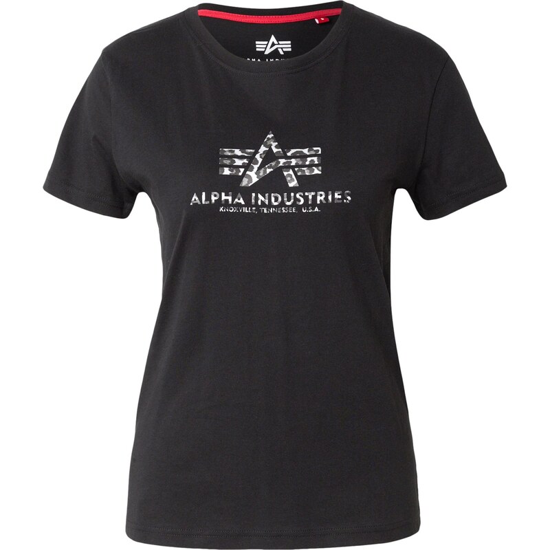 ALPHA INDUSTRIES Tričko Mirror sivá / čierna / biela 66835727