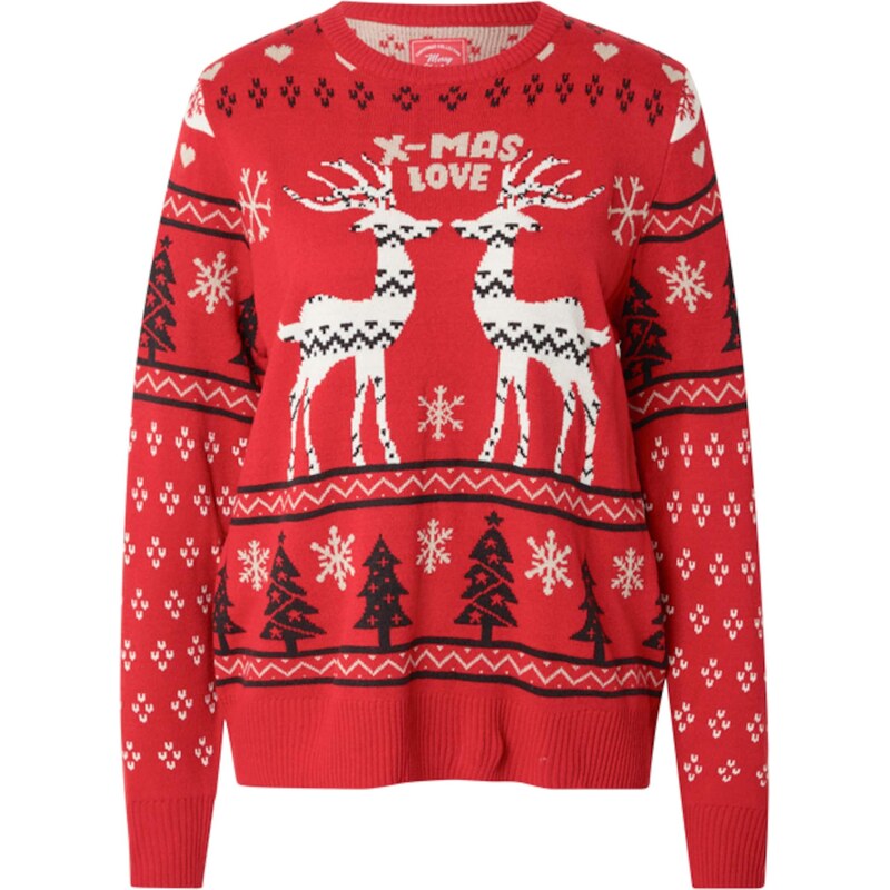 Sublevel Sveter tmavošedá / jasne červená / čierna / biela 66835717