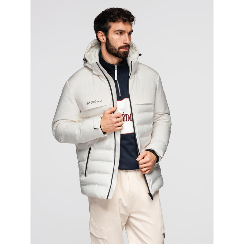 Ombre Mens winter jacket with detachable hood - cream 52496918