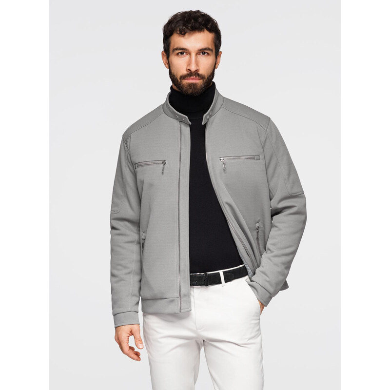 Ombre Mens biker jacket with pockets and collar - grey 57673553