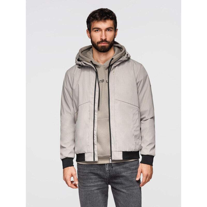 Ombre Mens lightweight jacket with mesh lining and hood - grey 64782391
