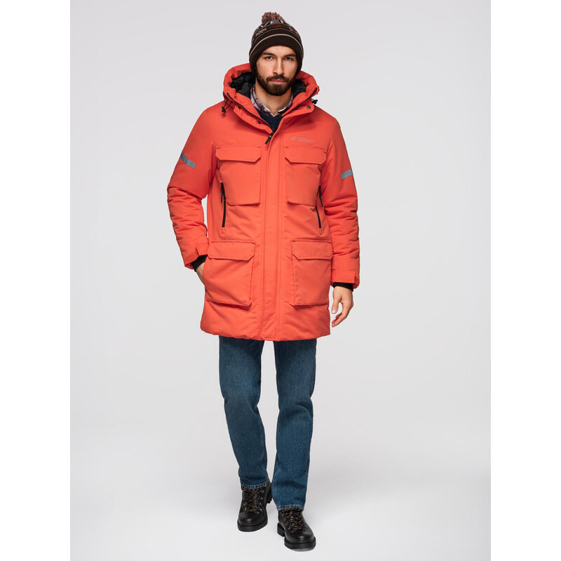 Ombre Mens long insulated jacket with reflective elements - orange 64782504