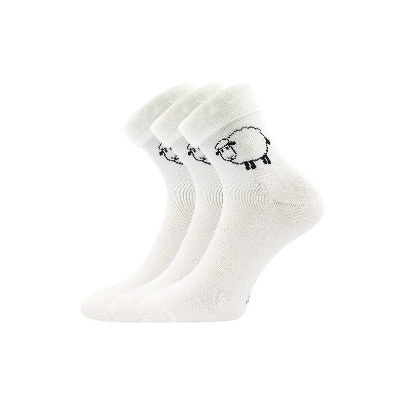 3PACK ponožky Boma vlnené bílé (Ovečkana) 66840269
