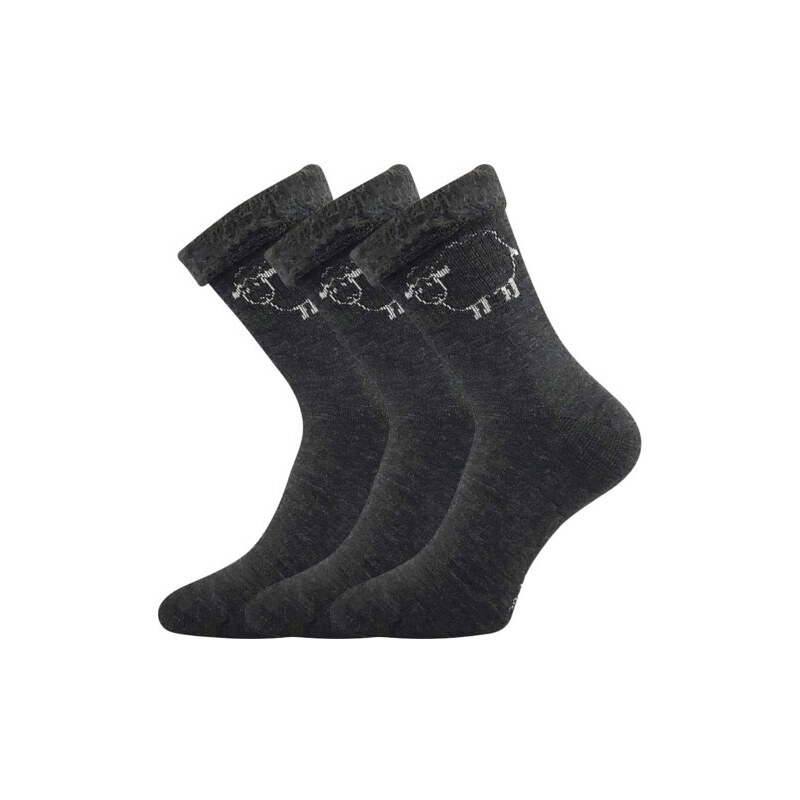 3PACK ponožky Boma vlnené tmavo sivé (Ovečkana) 66840270