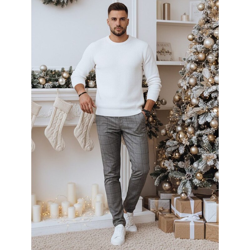 Dstreet Štýlové šedé nohavice s károvaným vzorom 52339702