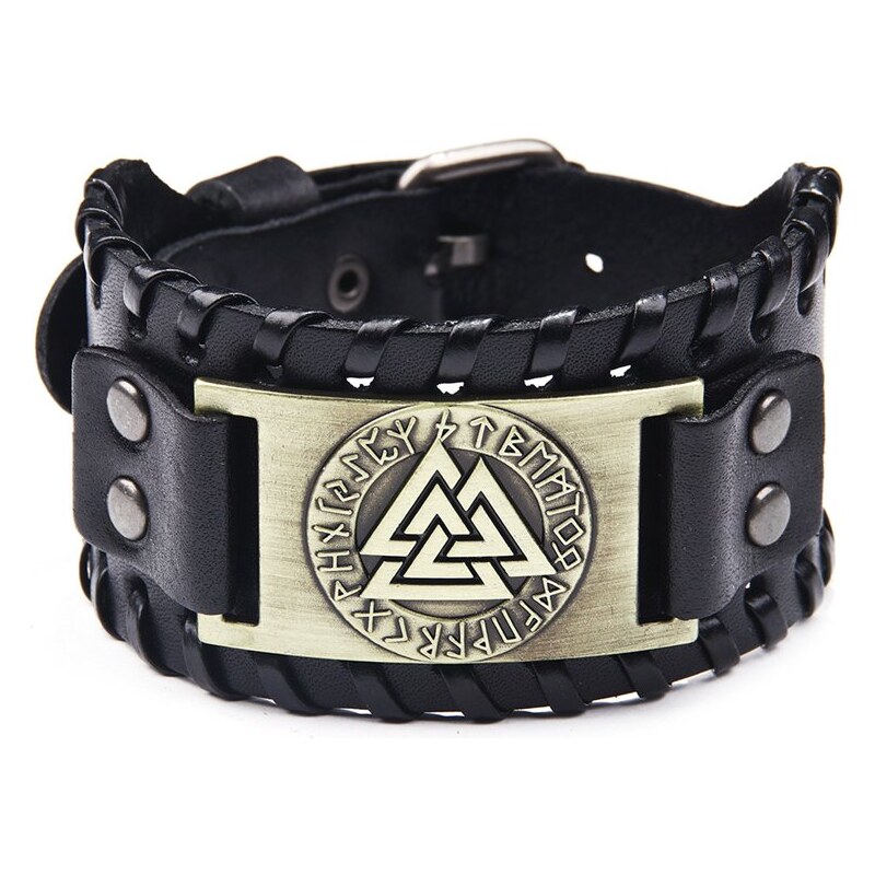 Lodestar Vintage náramok Runy a Valhalla Čierno zlatý 66839684