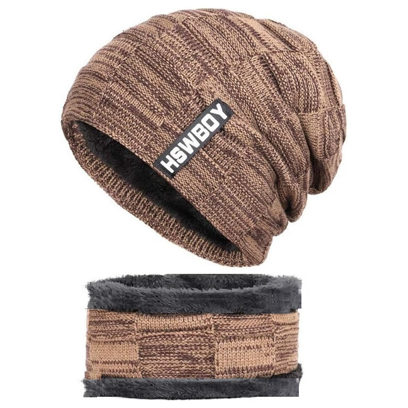 Cixi Chlapčenský zimný set 2v1 nákrčník a čiapka HSWBOY Hnedý 66839728