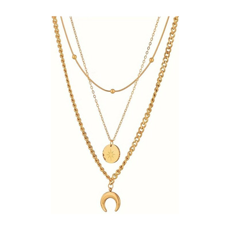 Titan Jewerly Trojradový náhrdelník z chirurgickej ocele so slnkom a 66839734