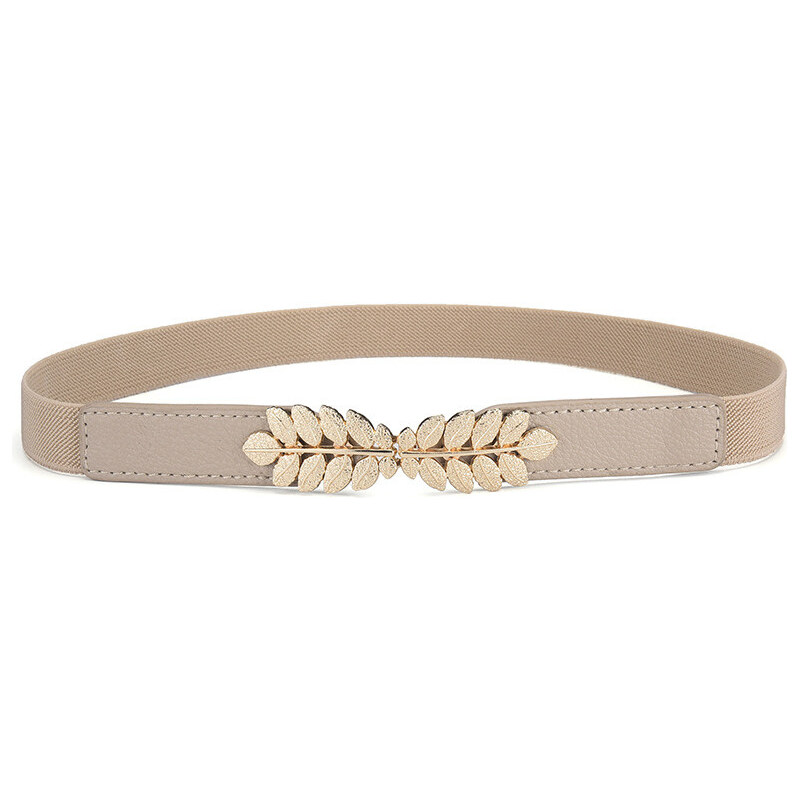 E-shop Lifestyle Dámsky tenký elastický opasok na šaty Flowers Béžový