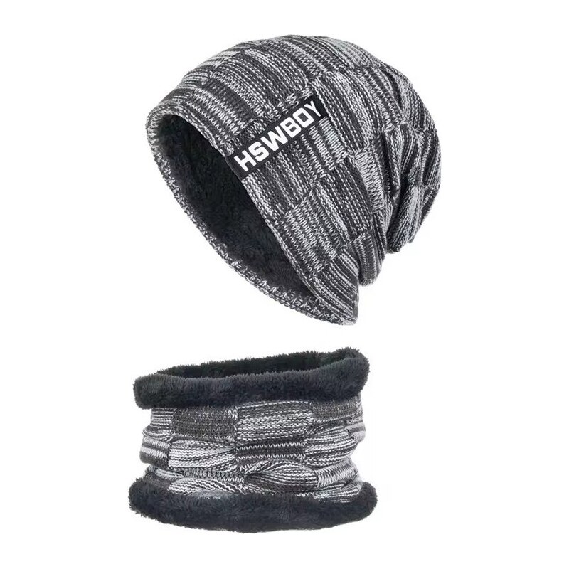 Cixi Chlapčenský zimný set 2v1 nákrčník a čiapka HSWBOY Šedý 66839749