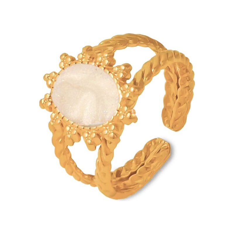 Titan Jewerly Dámsky nastaviteľný prsteň z ocele Pearl Shine zlatý 66839758