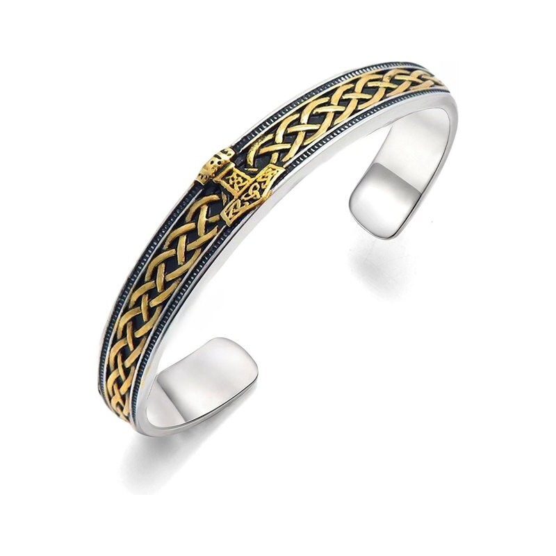 Impress Jewelry Pánsky oceľový náramok Thors Hammer zlatostrieborný 66839761