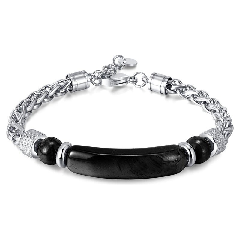 Impress Jewelry Náramok z chirurgickej ocele a Onyxu Black Bar 66839764