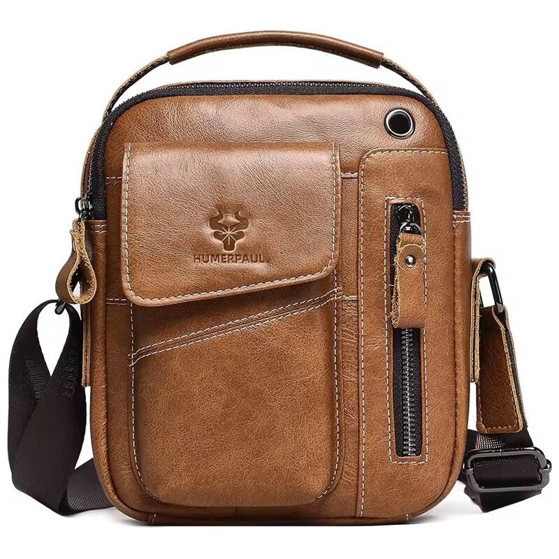 Humerpaul pánska kožená taška Shelton Hnedá 3L 66839820