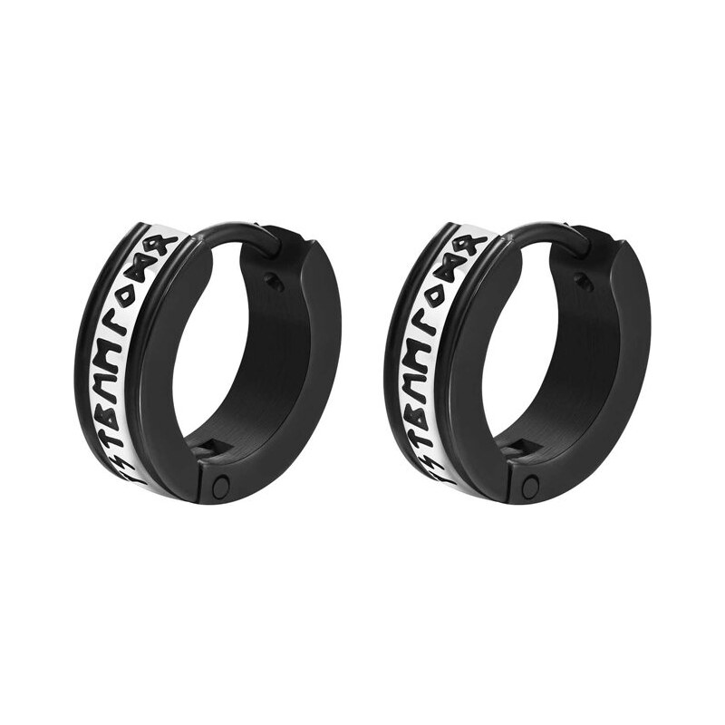 Impress Jewelry Vikingské náušnice z chirurgickej ocele Runy Čierno 66839825