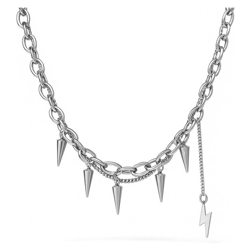Impress Jewelry Oceľový double-chain náhrdelník s Ostne a bleskom 66839835