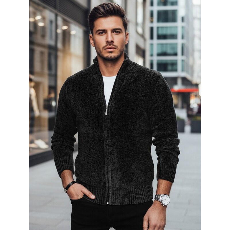 Dstreet Čierny pánsky sveter na zips 66840345