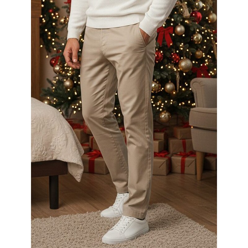 Dstreet Jedinečné béžové pánske nohavice 56475466