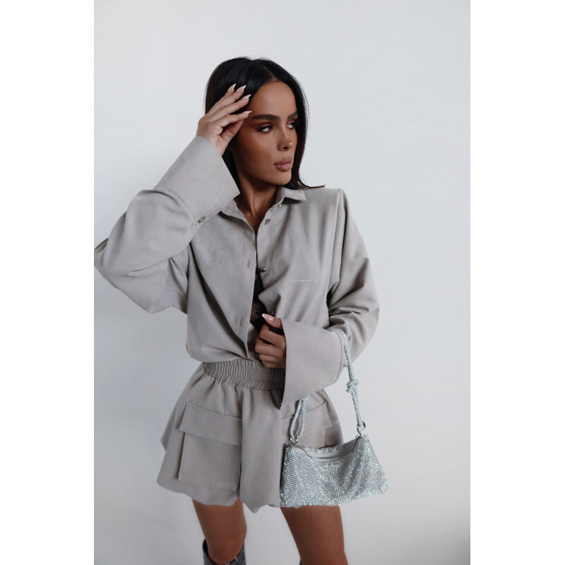 LaManuel Dámska jemná sivá košeľa VELVET 66840390