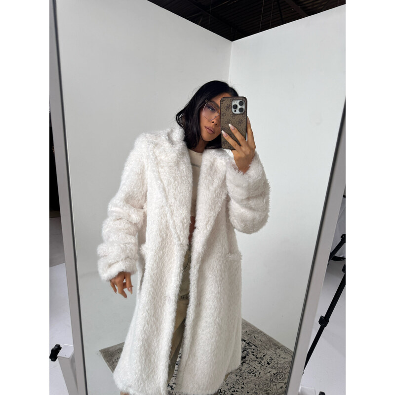 LaManuel Dámsky dlhý zimný kožuch ALPHA biely 66840394